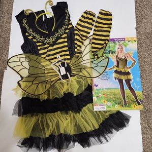 Halloween Costume Women's Dress Up - Sexy Bumble Bee with Wings Size L